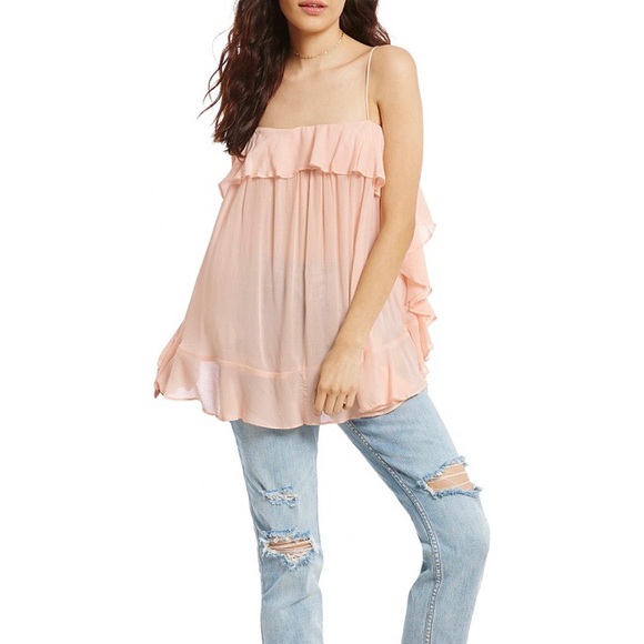 Free People Blush Pink Cascade Ruffle Cami Top - Picture 3 of 3